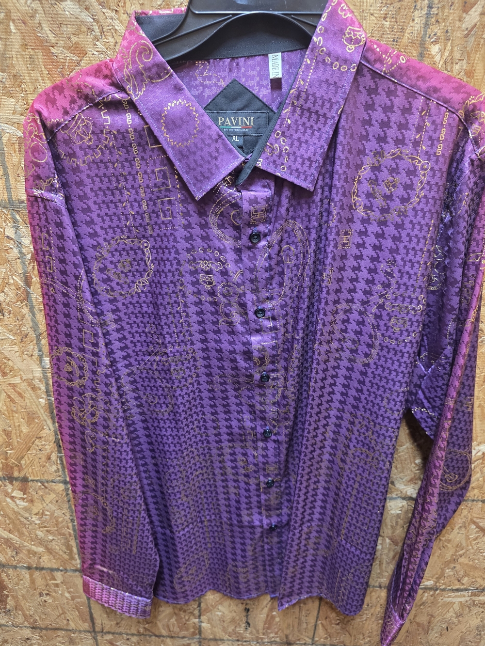 Men's Purple Patterned Long-Sleeve Dress Shirt